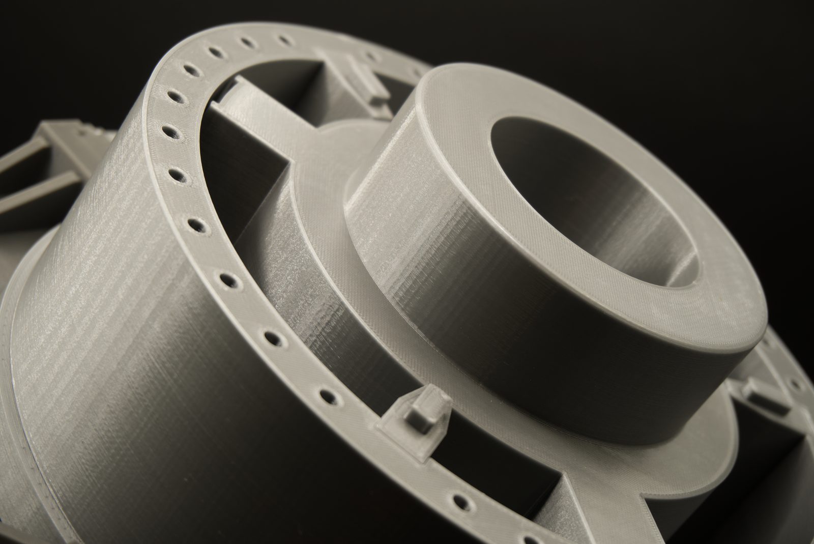 Messemodell der Rudermaschine von Becker Marine Systems aus dem 3D-Druck, Detailansicht